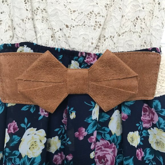 🟡SOLD🟡Rue21 Floral High Low Dress with Bow - Picture 4 of 7